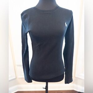 Ralph Lauren Sport Black Long Sleeve Tee Logo Top | Size L | Classic Preppy